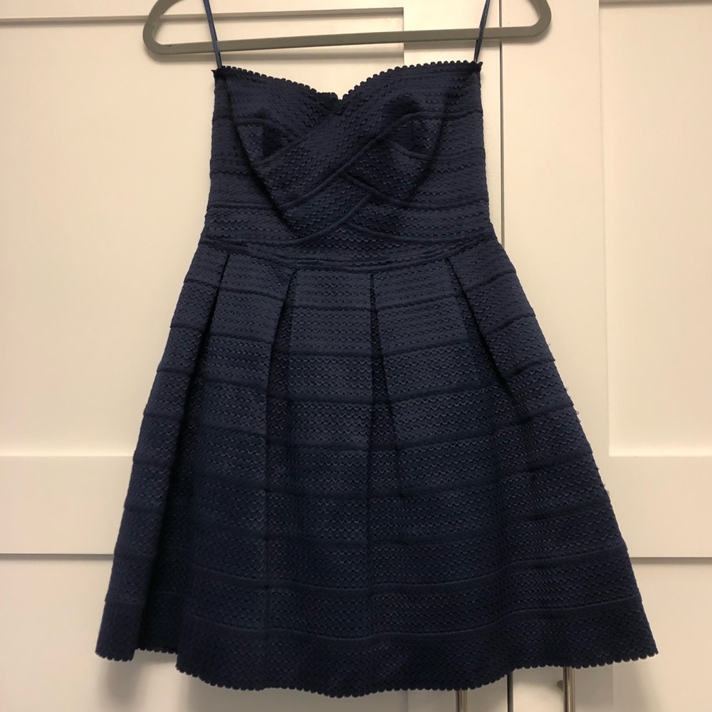 Bandage style A-Line navy dress